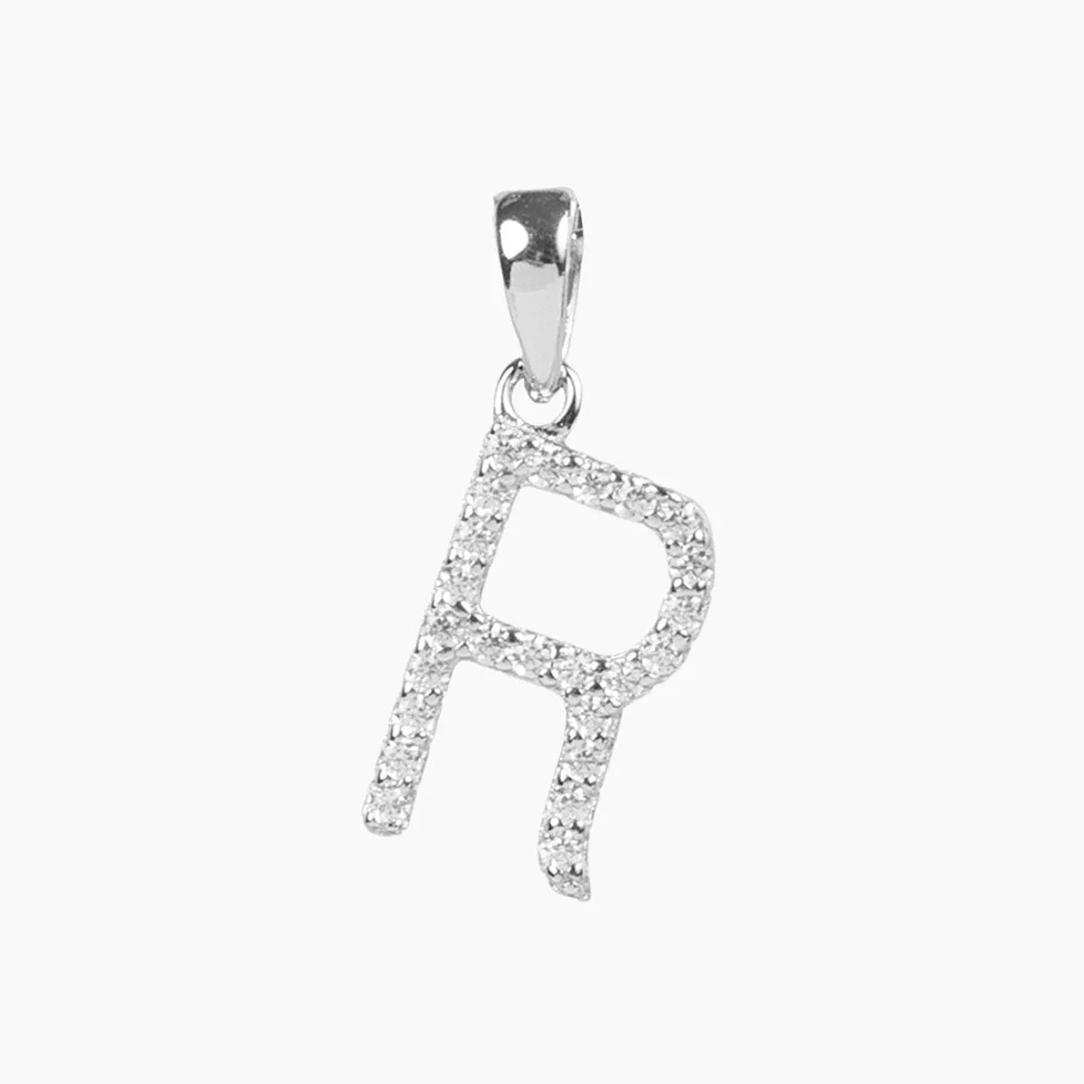 Sterling Silver CZ Small Initial Pendant
