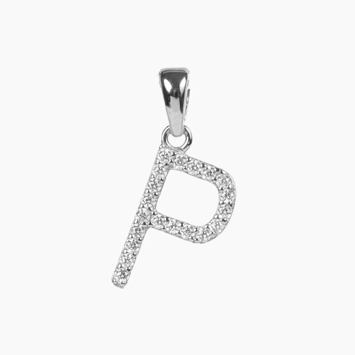 Sterling Silver CZ Small Initial Pendant