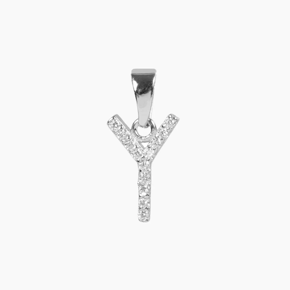 Sterling Silver CZ Small Initial Pendant