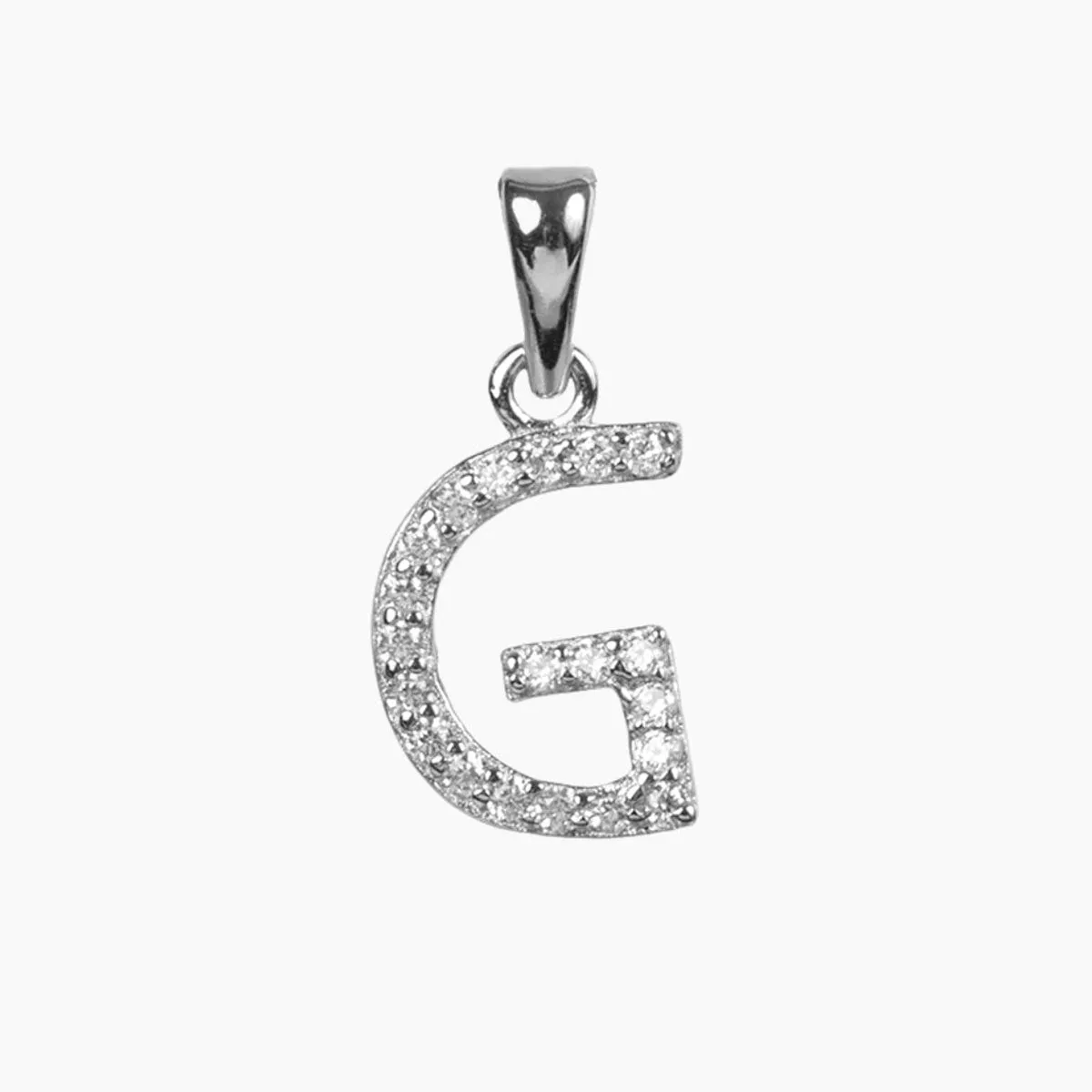 Sterling Silver CZ Small Initial Pendant