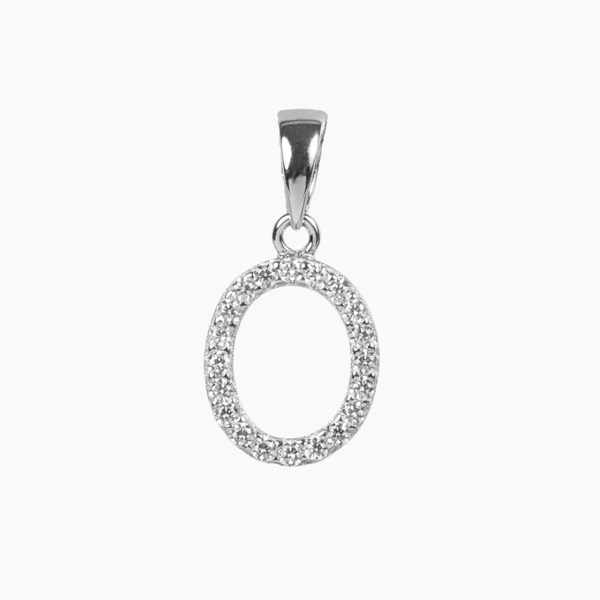 Sterling Silver CZ Small Initial Pendant