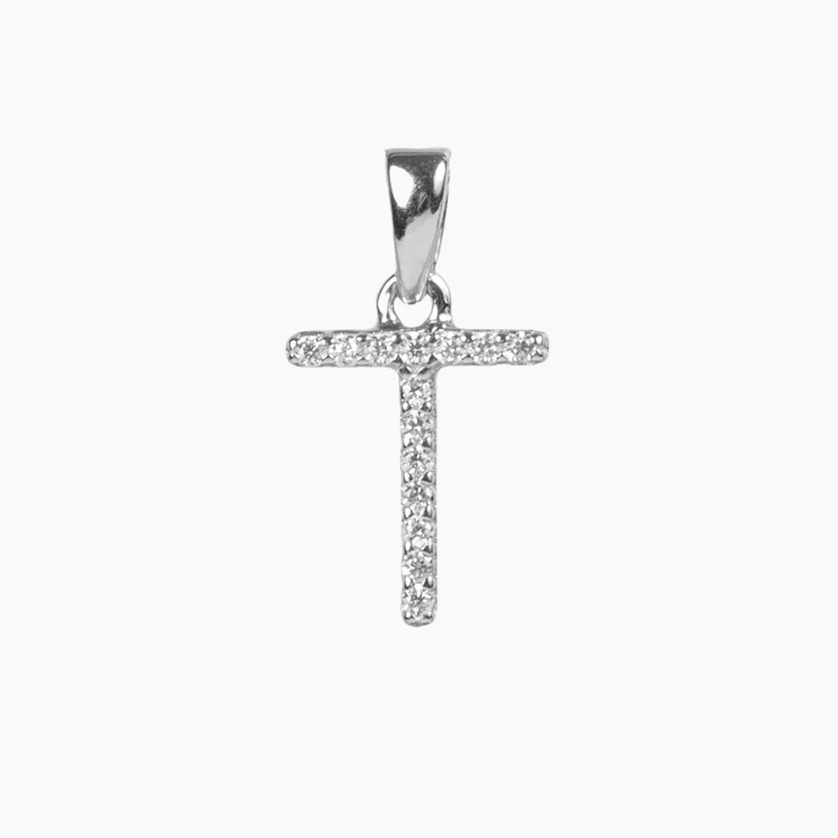 Sterling Silver CZ Small Initial Pendant