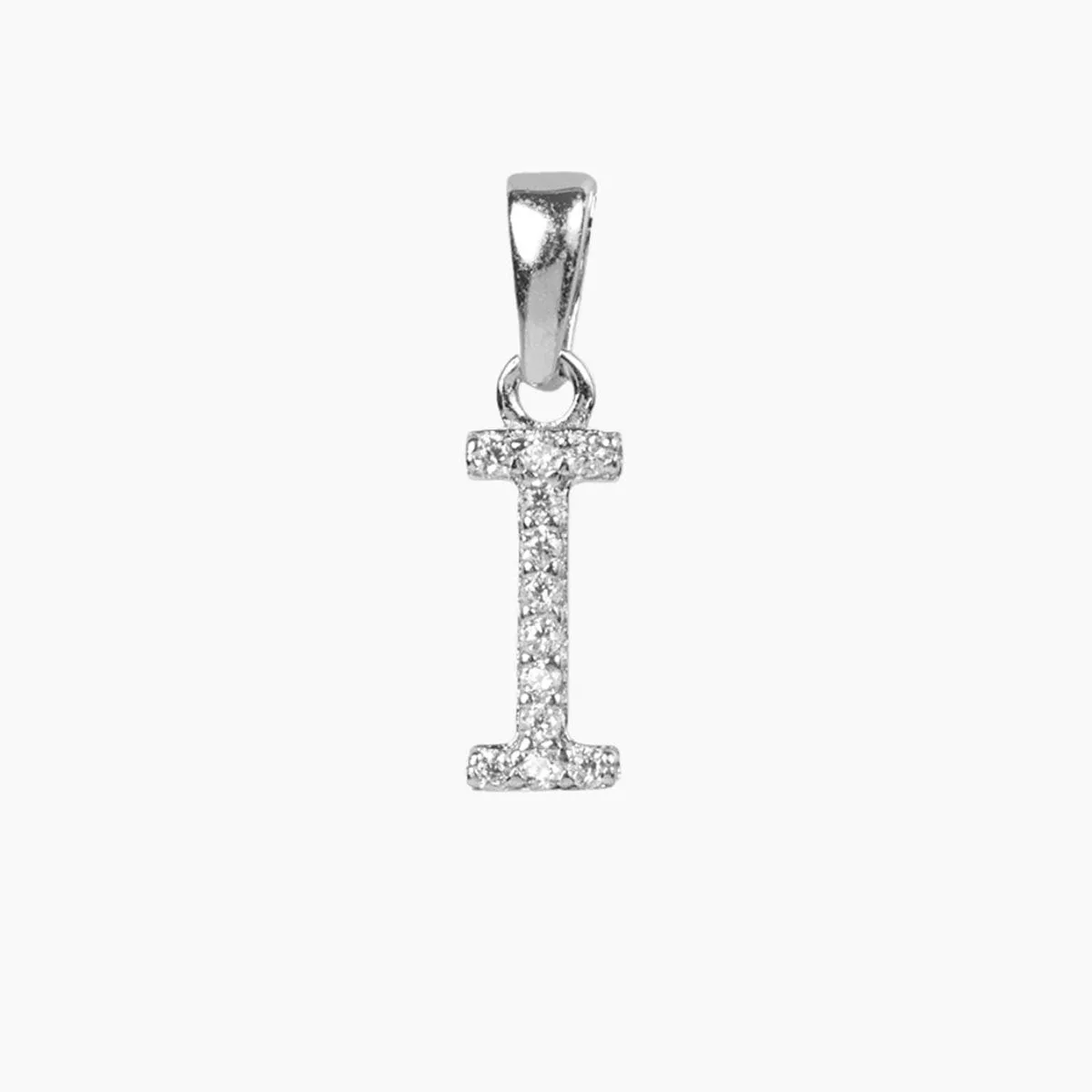 Sterling Silver CZ Small Initial Pendant