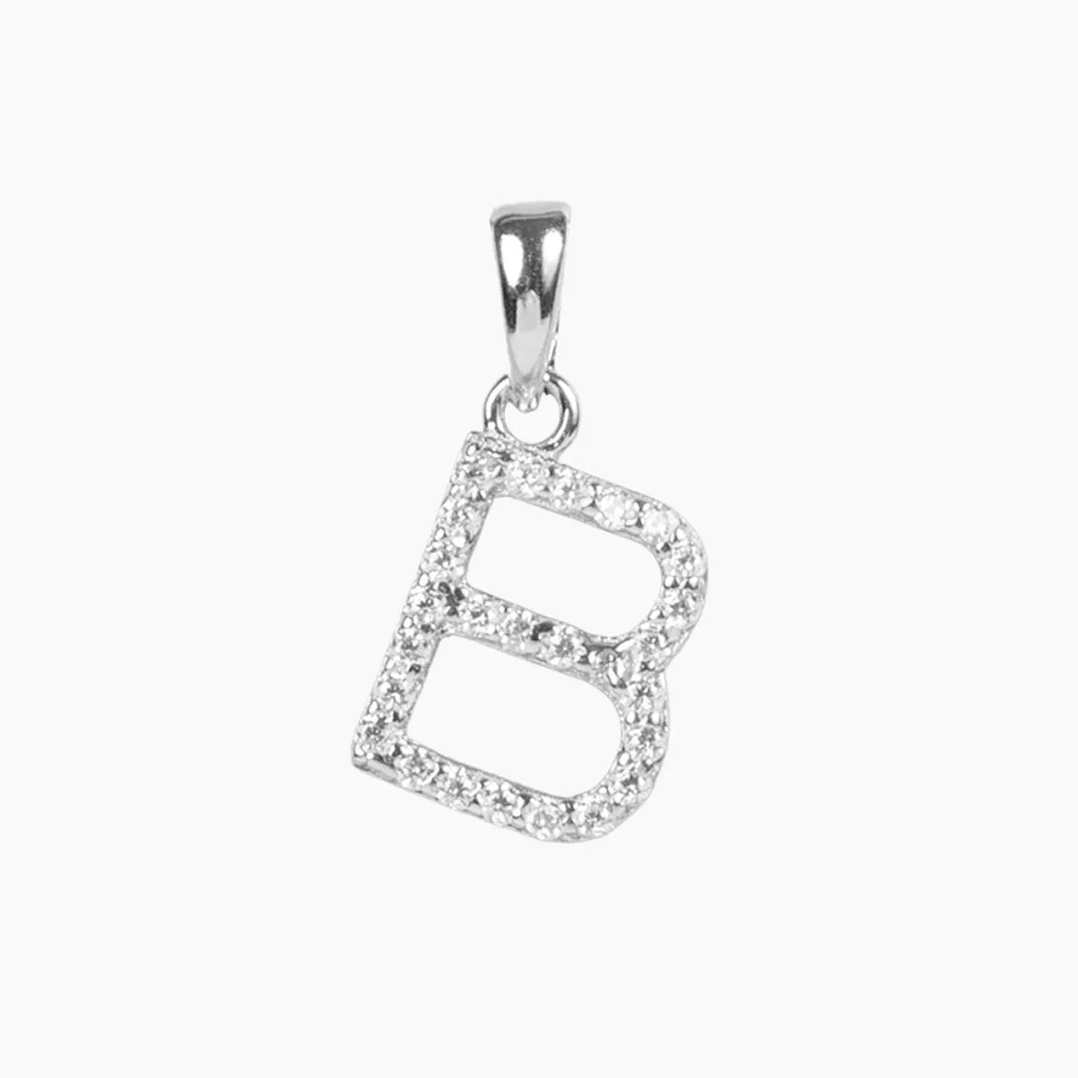Sterling Silver CZ Small Initial Pendant