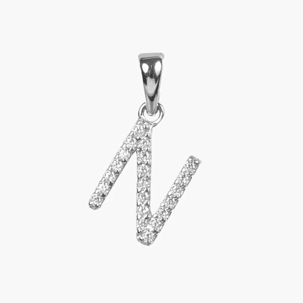 Sterling Silver CZ Small Initial Pendant