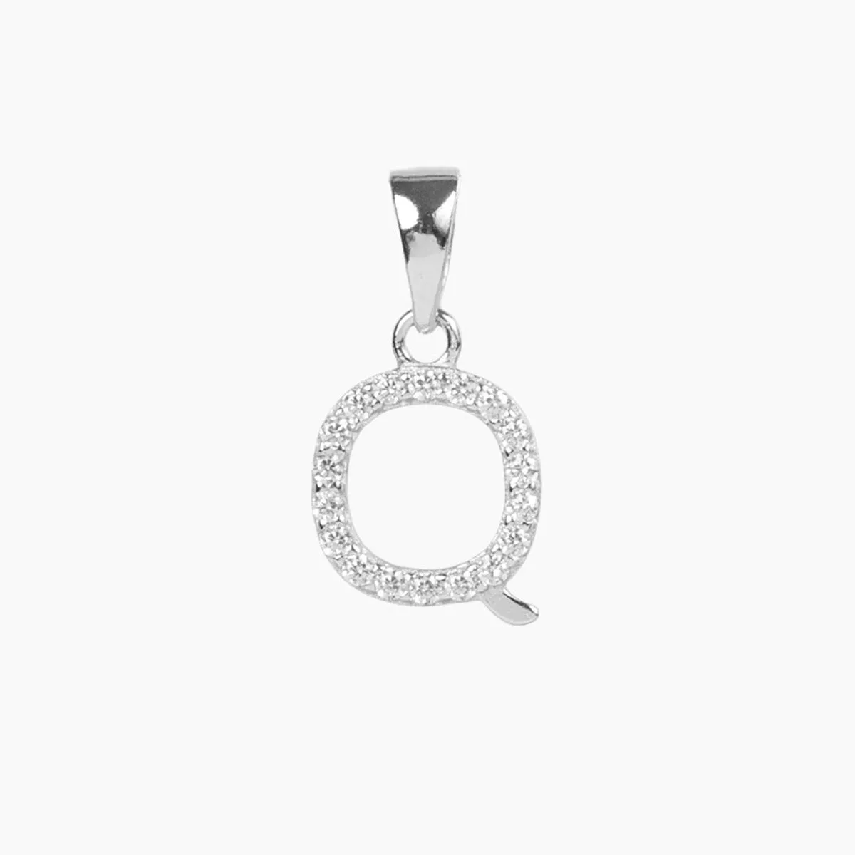 Sterling Silver CZ Small Initial Pendant