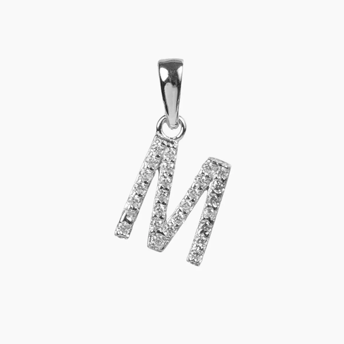 Sterling Silver CZ Small Initial Pendant