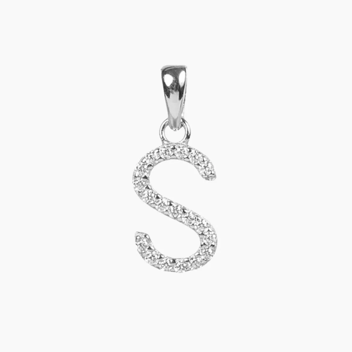Sterling Silver CZ Small Initial Pendant