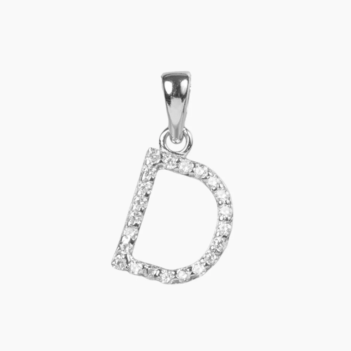 Sterling Silver CZ Small Initial Pendant