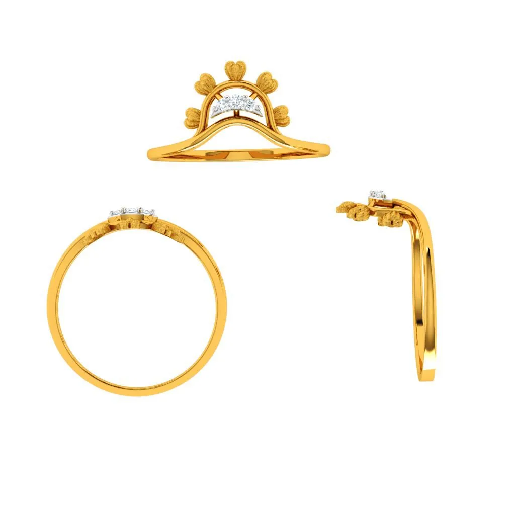 Stone Studded Fashionable Designed 18KT Women's Gold Ring