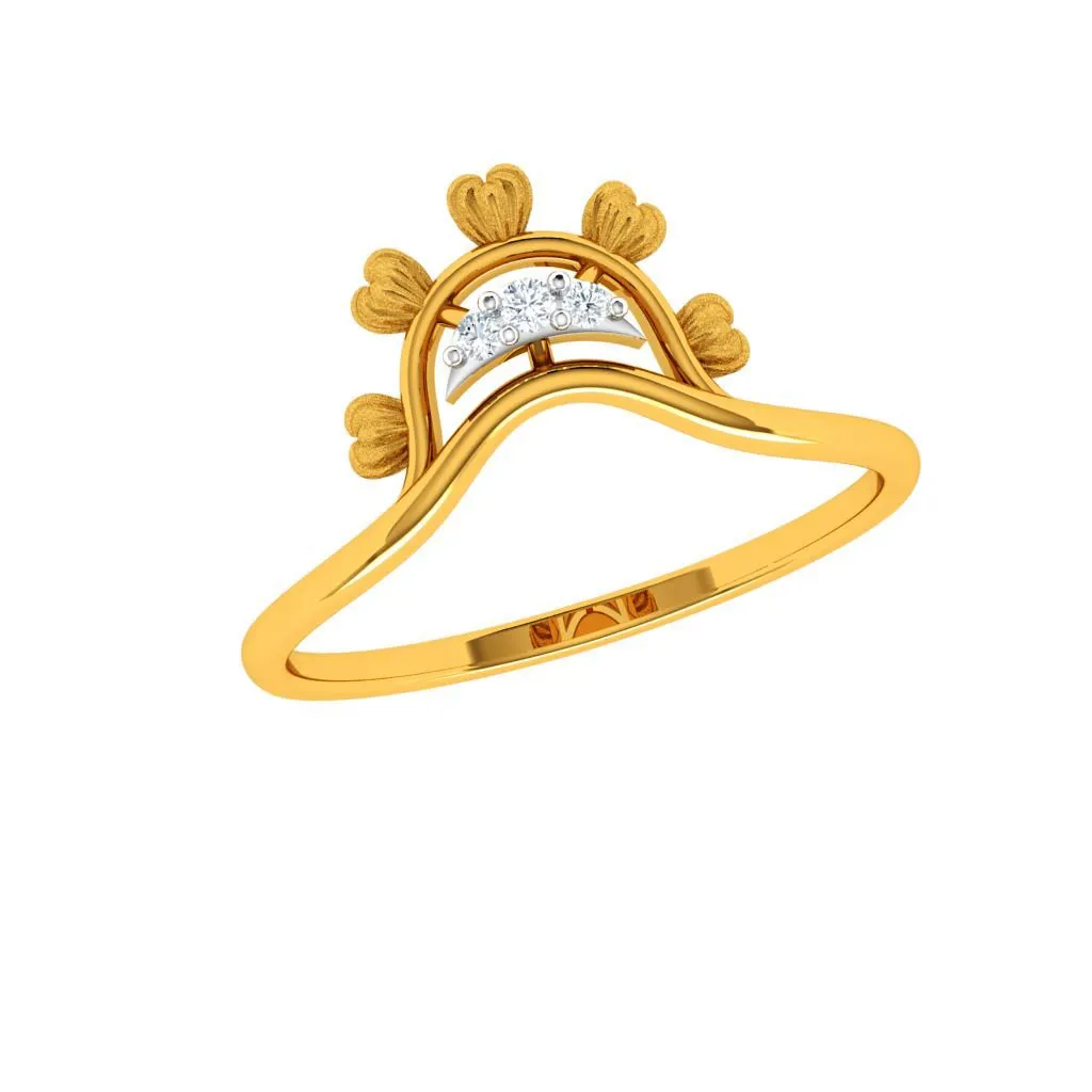 Stone Studded Fashionable Designed 18KT Women's Gold Ring