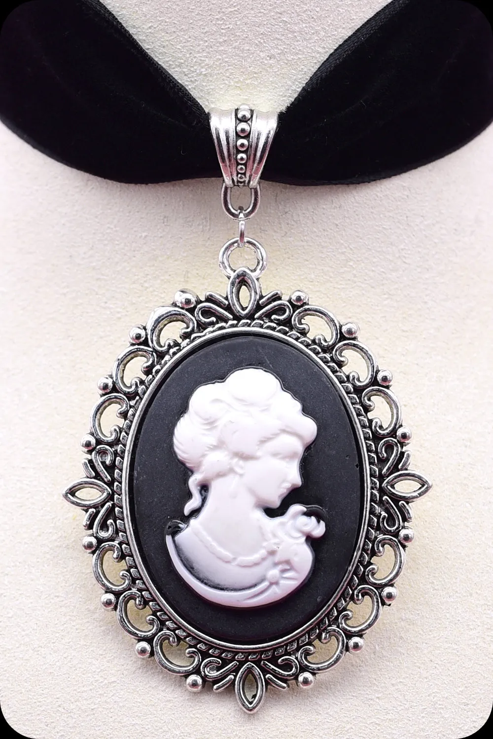 The VICTORIAN Antique Silver Black Choker