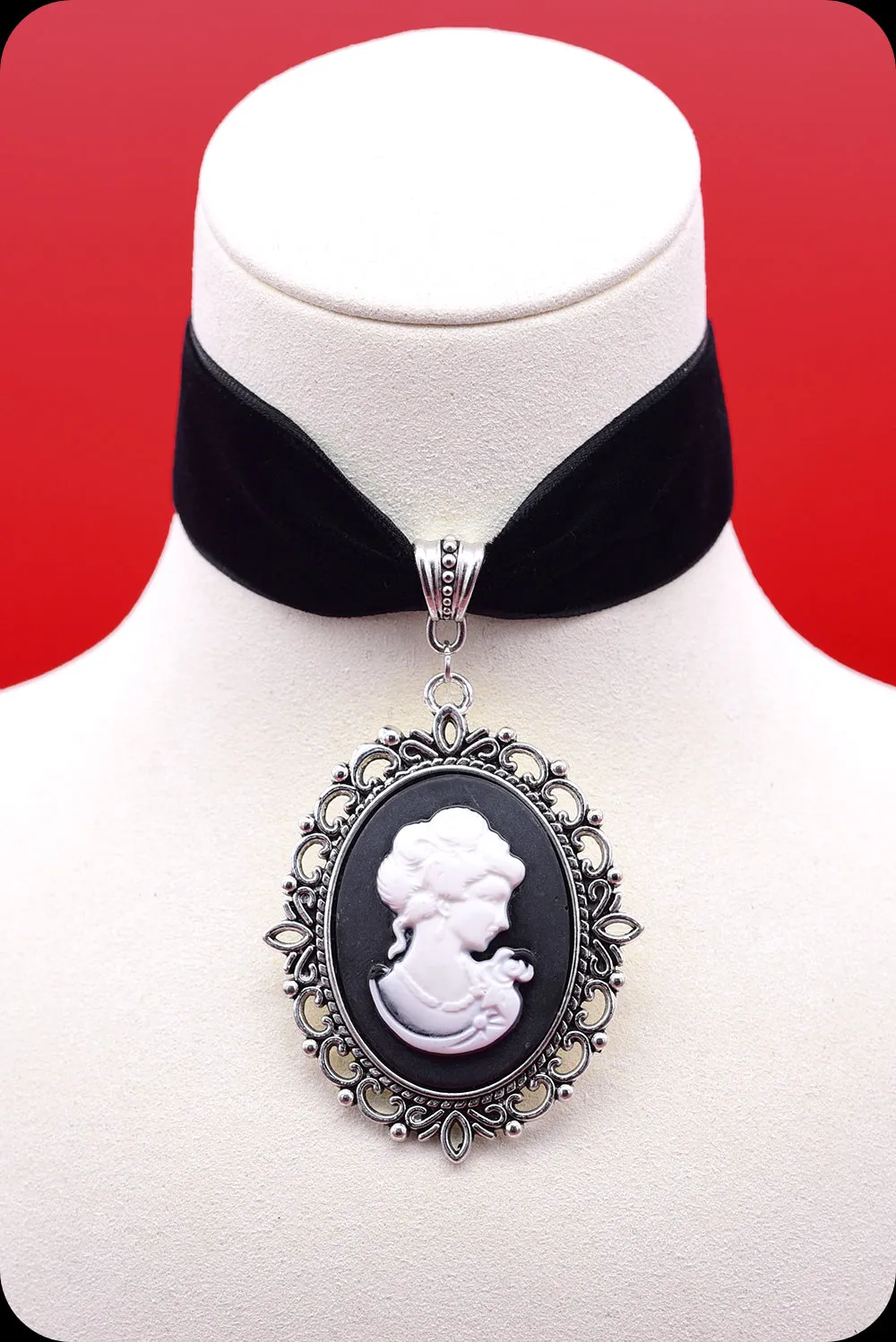 The VICTORIAN Antique Silver Black Choker