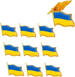 Ukraine Flag Lapel Pin For Women Men, 5Pcs/10Pcs Gold Resin Metal National Badge Country Patriotic Brooch Bulk Pack Gifts Jewelry
